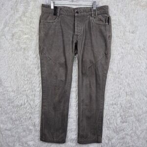 Nice Collective Mens Paneled Cotton Straight Leg Pants Grey Brown Made USA 34x29